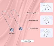 Load image into Gallery viewer, Long Tassel Evil Eye Silver Drop Earrings - Earrings