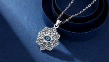 Load image into Gallery viewer, Lotus Flower with Evil Eye Silver Pendant and Necklace - NecklacePendant and Chain