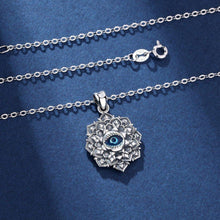 Load image into Gallery viewer, Lotus Flower with Evil Eye Silver Pendant and Necklace - NecklacePendant and Chain