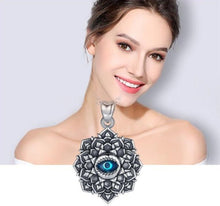 Load image into Gallery viewer, Lotus Flower with Evil Eye Silver Pendant and Necklace - NecklacePendant and Chain