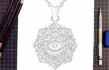 Load image into Gallery viewer, Lotus Flower with Evil Eye Silver Pendant and Necklace - NecklacePendant and Chain