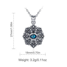 Load image into Gallery viewer, Lotus Flower with Evil Eye Silver Pendant and Necklace - NecklacePendant and Chain