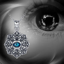 Load image into Gallery viewer, Lotus Flower with Evil Eye Silver Pendant and Necklace - NecklacePendant and Chain