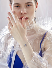 Load image into Gallery viewer, Lucky Triple Charm Evil Eyes Silver Bracelet - Bracelet