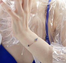 Load image into Gallery viewer, Lucky Triple Charm Evil Eyes Silver Bracelet - Bracelet