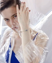 Load image into Gallery viewer, Lucky Triple Charm Evil Eyes Silver Bracelet - Bracelet