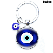 Load image into Gallery viewer, Metallic Dual Evil Eye Keychains - 10 Designs - KeychainDesign 1