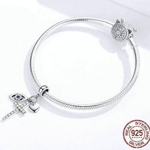 Load image into Gallery viewer, Mini Evil Eye and Cross Silver Pendant - Pendant