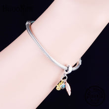 Load image into Gallery viewer, Mini Evil Eye Hamsa Hand and Feather Silver Pendant - Pendant