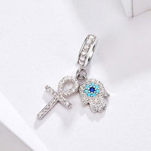 Load image into Gallery viewer, Mini Hamsa Hand and Ankh Silver Pendant - Pendant