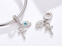 Load image into Gallery viewer, Mini Hamsa Hand and Ankh Silver Pendant - Pendant
