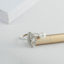 Load image into Gallery viewer, Mother of Pearl and Evil Eye Silver Ring - Ring