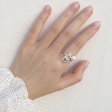 Load image into Gallery viewer, Mother of Pearl and Evil Eye Silver Ring - Ring