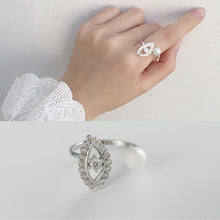Load image into Gallery viewer, Mother of Pearl and Evil Eye Silver Ring - Ring