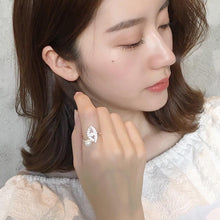 Load image into Gallery viewer, Mother of Pearl and Evil Eye Silver Ring - Ring