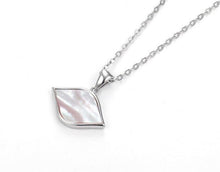 Load image into Gallery viewer, Mother of Pearl Effect Evil Eye Silver Necklace - Necklace