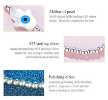 Load image into Gallery viewer, Mother of Pearl White Evil Eye Silver Beaded Bracelets - BraceletHoly Cross