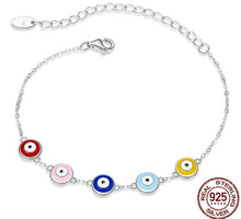 Load image into Gallery viewer, Multicolor Evil Eye Silver Bracelet - Bracelet
