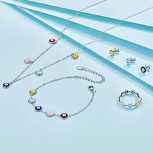 Load image into Gallery viewer, Multicolor Evil Eye Silver Bracelet - Bracelet