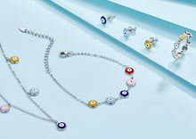 Load image into Gallery viewer, Multicolor Evil Eye Silver Bracelet - Bracelet