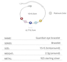 Load image into Gallery viewer, Multicolor Evil Eye Silver Bracelet - Bracelet