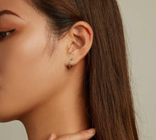 Load image into Gallery viewer, Multicolor Evil Eye Silver Hoop Earrings - Earrings