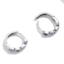 Load image into Gallery viewer, Multicolor Evil Eye Silver Hoop Earrings - Earrings
