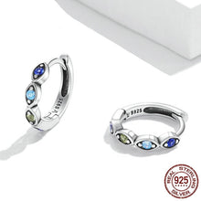 Load image into Gallery viewer, Multicolor Evil Eye Silver Hoop Earrings - Earrings