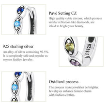 Load image into Gallery viewer, Multicolor Evil Eye Silver Hoop Earrings - Earrings