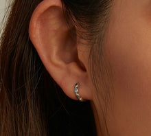 Load image into Gallery viewer, Multicolor Evil Eye Silver Hoop Earrings - Earrings