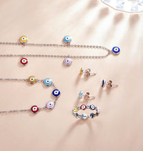 Load image into Gallery viewer, Multicolor Evil Eye Silver Necklace - Necklace