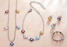 Load image into Gallery viewer, Multicolor Evil Eye Silver Necklace - Necklace