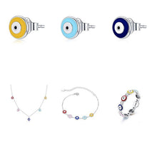 Load image into Gallery viewer, Multicolor Evil Eye Silver Necklace - Necklace