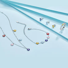 Load image into Gallery viewer, Multicolor Evil Eye Silver Necklace - Necklace