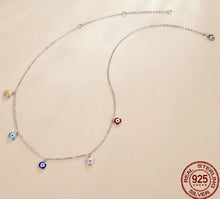 Load image into Gallery viewer, Multicolor Evil Eye Silver Necklace - Necklace