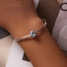 Load image into Gallery viewer, Multicolor Evil Eye Spherical Silver Charm Bead - Charm Bead