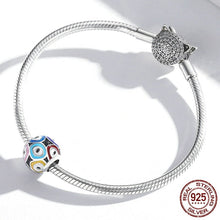 Load image into Gallery viewer, Multicolor Evil Eye Spherical Silver Charm Bead - Charm Bead