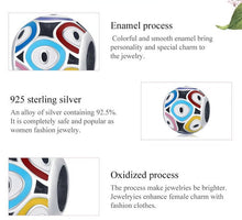 Load image into Gallery viewer, Multicolor Evil Eye Spherical Silver Charm Bead - Charm Bead
