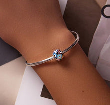 Load image into Gallery viewer, Multicolor Evil Eye Spherical Silver Charm Bead - Charm Bead