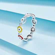 Load image into Gallery viewer, Multicolor Evil Eyes Silver Ring - Ring6