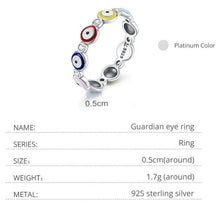 Load image into Gallery viewer, Multicolor Evil Eyes Silver Ring - Ring6