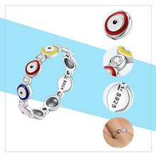 Load image into Gallery viewer, Multicolor Evil Eyes Silver Ring - Ring6