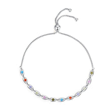 Load image into Gallery viewer, Multicolor Eye Shaped Evil Eyes Silver Bracelet - Bracelet