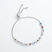 Load image into Gallery viewer, Multicolor Eye Shaped Evil Eyes Silver Bracelet - Bracelet