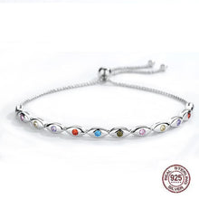 Load image into Gallery viewer, Multicolor Eye Shaped Evil Eyes Silver Bracelet - Bracelet