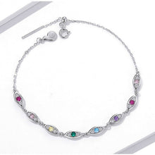 Load image into Gallery viewer, Multicolor Eye Shaped White Stone Studded Evil Eyes Silver Bracelet - Bracelet