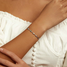 Load image into Gallery viewer, Multicolor Eye Shaped White Stone Studded Evil Eyes Silver Bracelet - Bracelet