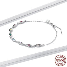 Load image into Gallery viewer, Multicolor Eye Shaped White Stone Studded Evil Eyes Silver Bracelet - Bracelet