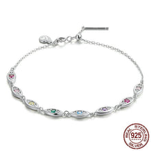 Load image into Gallery viewer, Multicolor Eye Shaped White Stone Studded Evil Eyes Silver Bracelet - Bracelet