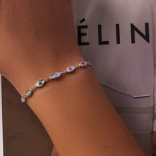 Load image into Gallery viewer, Multicolor Eye Shaped White Stone Studded Evil Eyes Silver Bracelet - Bracelet
